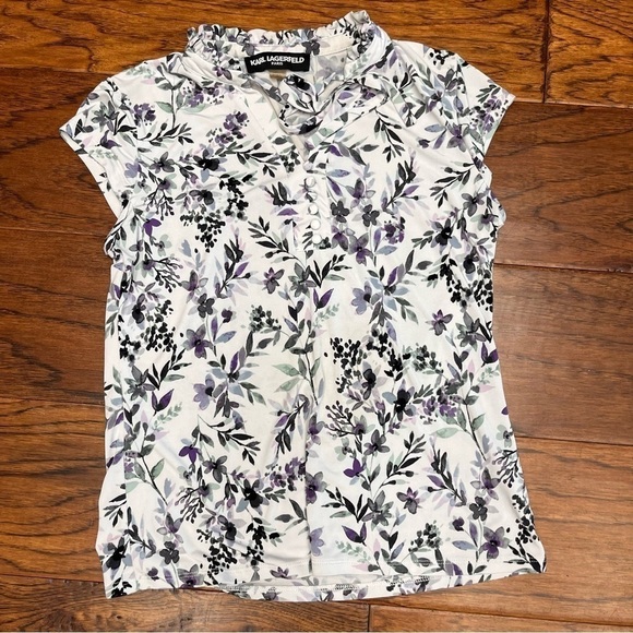 Karl Lagerfeld Paris floral ruffle top - Picture 1 of 5